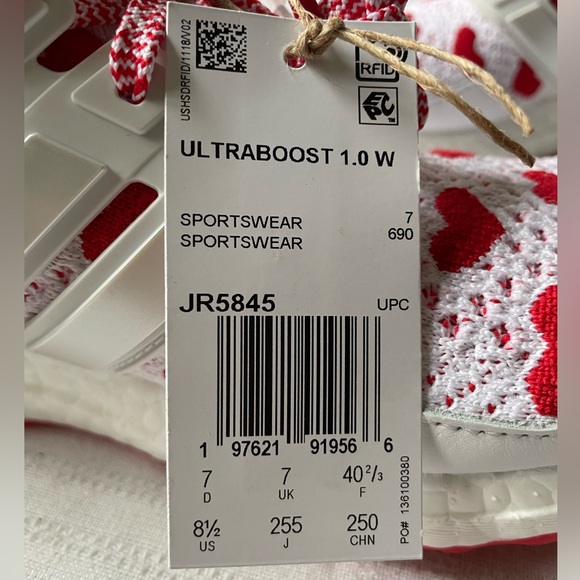 Adidas Ultra Boost 1.0 Valentine’s Day Hearts White Red Womens Size 8.5 JR5845 - Picture 9 of 10